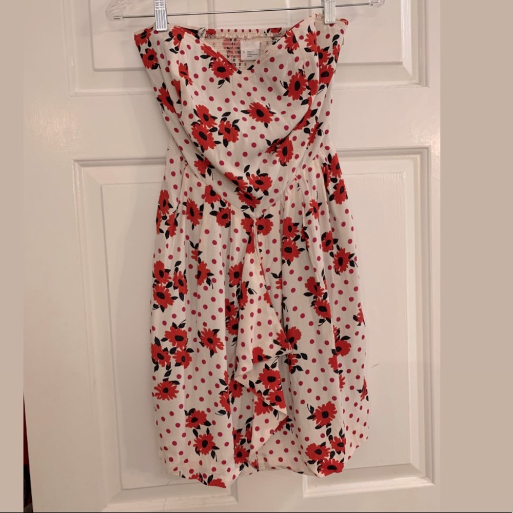 UO Cooperative Strapless PolkaDot Silky Dress